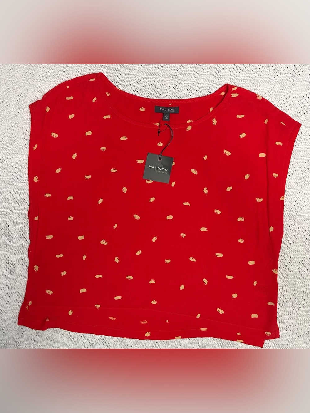 Madison Red Top with Gold Dot Accents